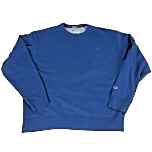 Champion Vintage Blank Sweatshirt Pullover Mens XL 50" Blue Long Sleeve Crewneck